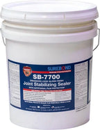 White bucket of Surebond SB-7700 joint stabilizing sealer with a blue label.