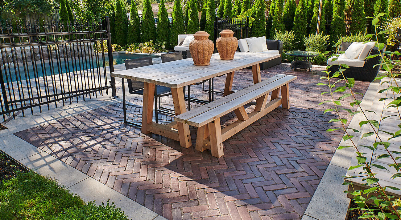 Burgundy Red Capthorne pavers_Outdoor patio